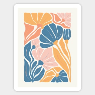Blue Yellow Pink Abstract Flowers Sticker